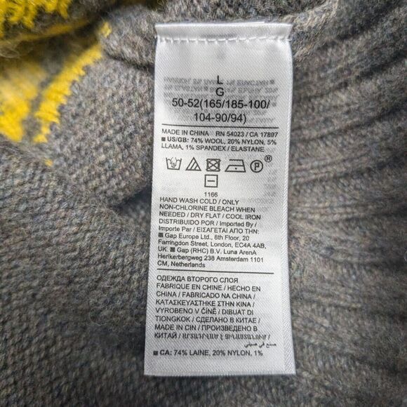 Banana Republic Sweater Wool / Llama Men Large Como Fair Isle Dark Truffle L 50 - Picture 6 of 7